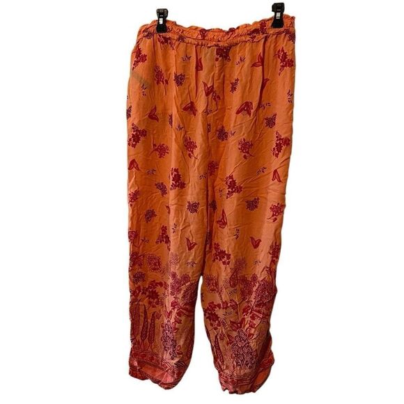 Anthropologie Orange lounge pants pajama pants Size L flowy - Picture 3 of 6